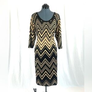 Derek Heart Plus sweater chevron dress black/tan 2X 323